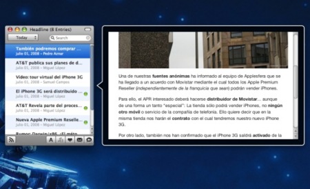 Headline, lector RSS minimalista para Leopard