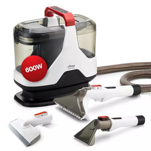 Ufesa Eden 600 Aspiradora de Tapicerías con Agua 600W, Doble Depósito, Succión de Líquidos y Sólidos