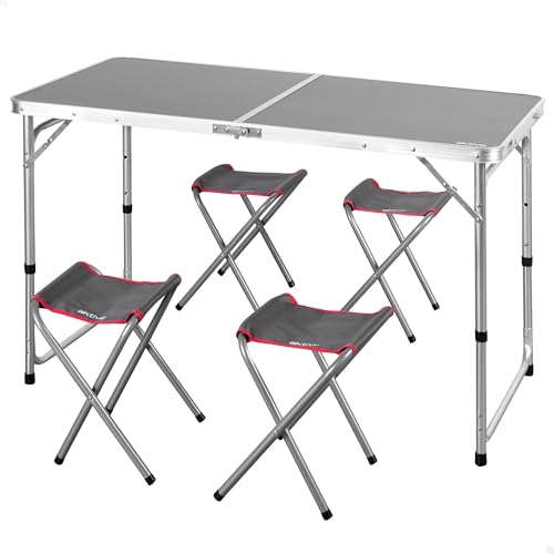 AKTIVE 63161 Mesa Plegable de Aluminio con 4 taburetes 