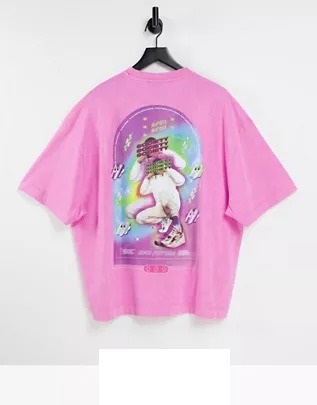 Camiseta extragrande rosa con estampado de COLLUSION