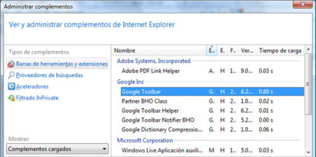 Truco: Internet Explorer 8 te avisa de qué complemento lo ralentiza