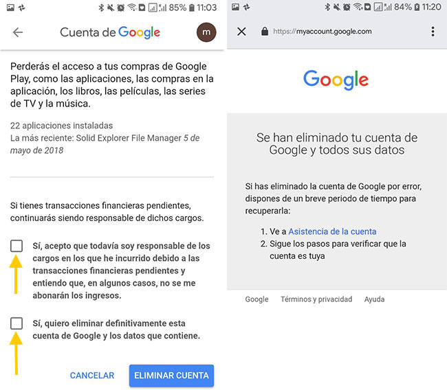 Cómo eliminar tu cuenta de Google desde un móvil Android