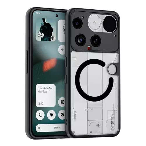 TIANYUE Funda para Nothing Phone (3), Ultra Slim PC + TPU Suave Caso con Anillo magnético, Soporte de Carga inalámbrica Funda para Nothing Phone (3)-Transparente