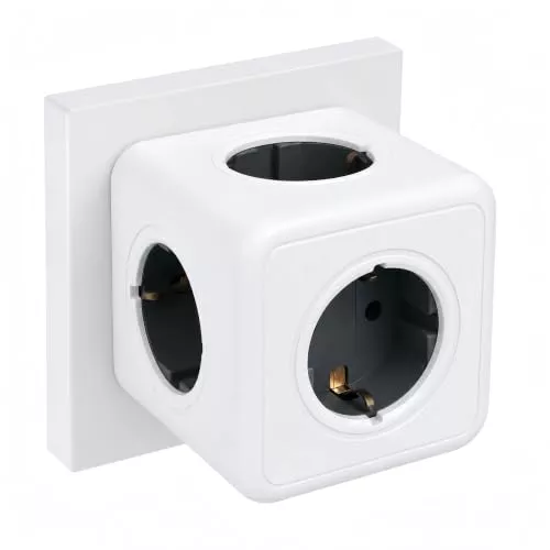 Regleta Cube sin Cable, 5 Tomas, 3680 W, 16 A, Blanca