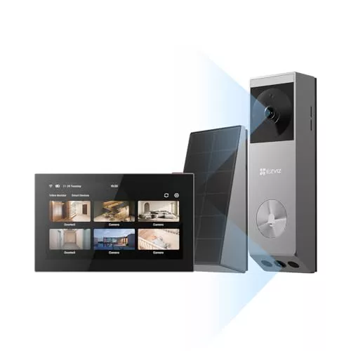 EZVIZ EP3X Pro Timbre Inalámbrico con Doble Cámara 3MP+2MP y Monitor SD7, Detección de Personas/Paquete, Visión Nocturna en Color, Audio Bidireccional, Impermeable, 32GB eMMC Incorporado