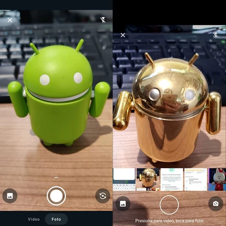 新しいカメラ インターフェース (左) と古いカメラ インターフェース (右)