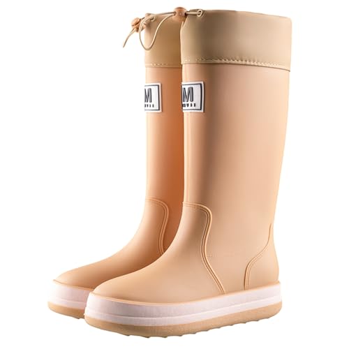 AONEGOLD Botas de Agua Mujer Botas Altas de Lluvia Forro Térmico 