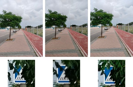 Cámara principal en 16 Mpx (izda.), 64 Mpx (ctro.) y 108 Mpx (dcha.)