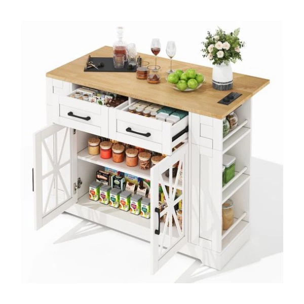 Mueble Auxiliar De Cocina 120cm, Isla De Cocina Con Ruedas