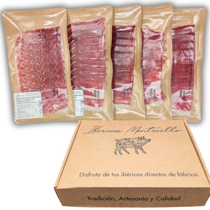 Información sobre Jamón de Bellota 100% Ibérico Loncheado. Ibéricos Montecillo