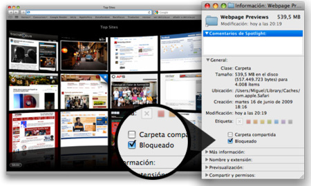 Deshabilita la caché de capturas de Top Sites en Safari 4