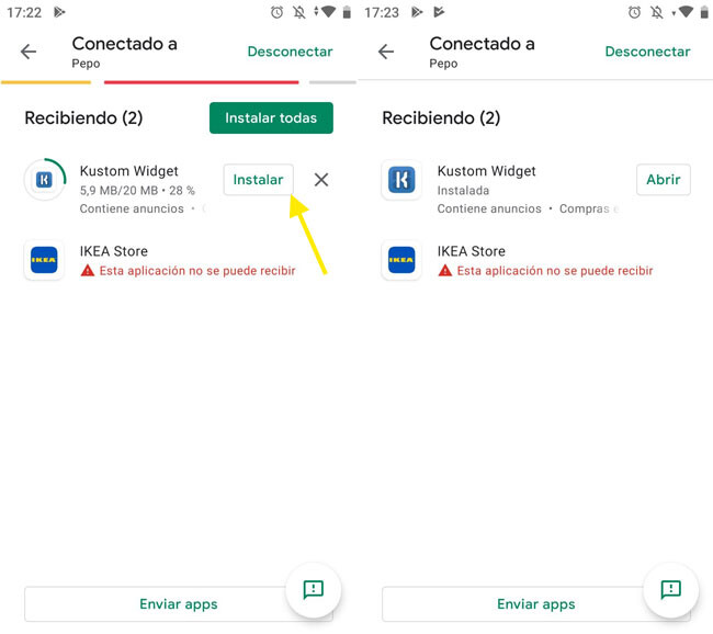 Cómo enviar apps a un móvil cercano y sin conexión a Internet, con ...