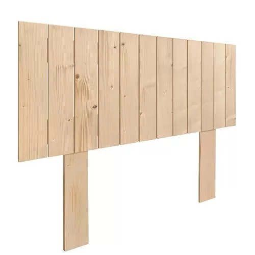 DHOME Cabecero de Madera Natural de Pino con Patas Estilo Palet Vertical Herrajes incluidos (90x115cm)