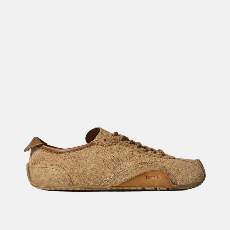 Zapatillas unisex en cuero y suela plana sin drop. - KOOPS - Marrón claro

