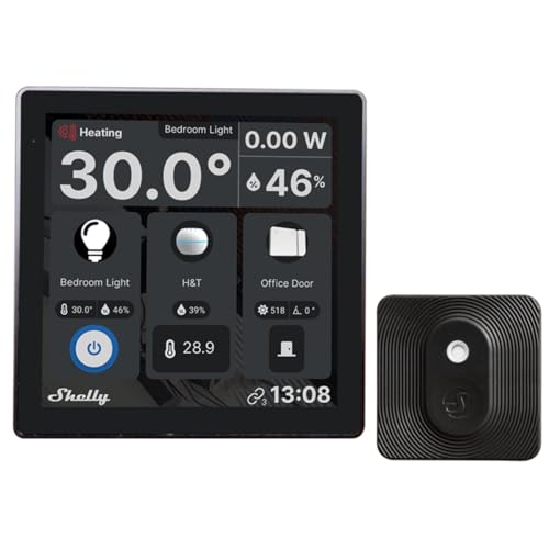 Shelly Wall Display Negro + Blu H&T Negro (Bundle), Kit de inicio para automatización inteligente