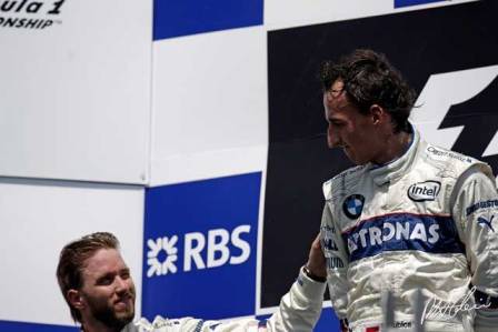 Nick Heidfeld no estaba muy feliz en el podium