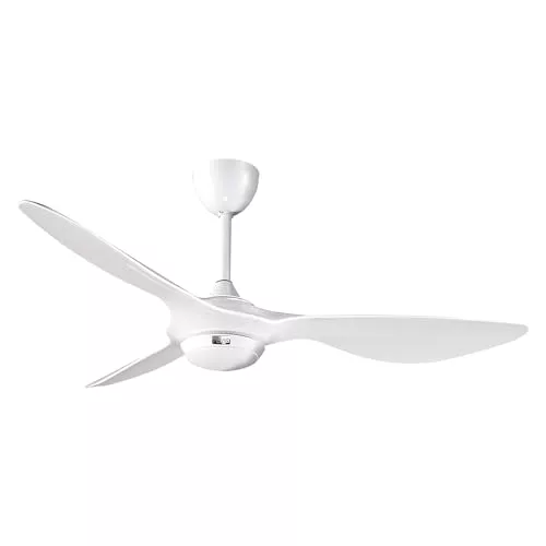 reiga Ventilador de Techo con Luz y Mando a Distancia, 132 cm Ventilador de Techo Blanco Moderno y Silencioso, 6 Velocidades, Temporizador para Salón y Dormitorio