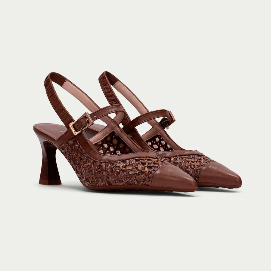 Zapatos mujer merceditas de tacón destalonados en piel y rafia al tono
Hispanitas