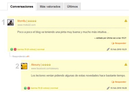 Comentario anidado con web