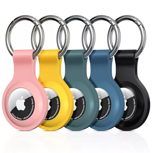 [5 Piezas] Llavero Airtag, Silicona Funda Airtag para Llavero, Anti-Perdida Anti-Rasguños Ligero Protectora Funda con Llavero para Localizador Apple Airtags
