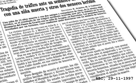 Atropello en Barcelona, según ABC (29-11-1997)