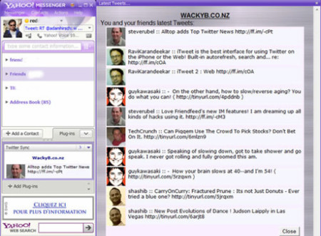 WackyB Twitter Sync, sincroniza tu estado de Yahoo Messenger con Twitter