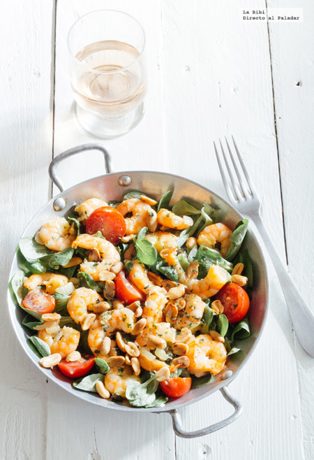 Ensalada con camarones en salsa dulce. Receta
