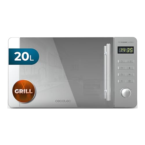 Cecotec Microondas de 20L Proclean 5120 Flatbed. Inox Potencia de 700W y Grill de 800W, 8 Programas