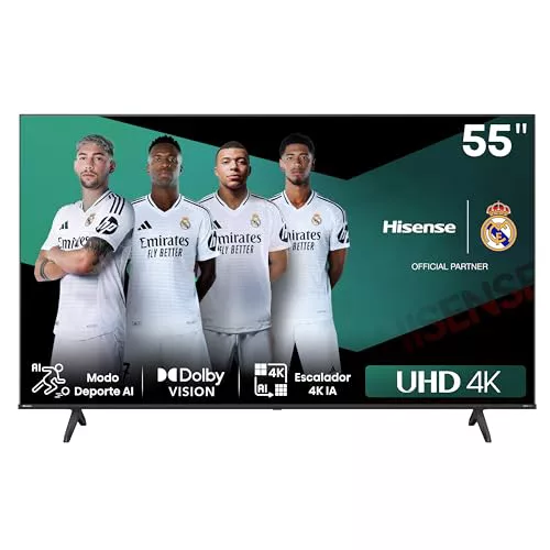 Hisense 55E6NT- UHD 4K,VIDAA Smart TV, 55 Pulgadas, Dolby Vision, Modo Juego Plus, DTS Virtual X, Control por Voz televisor, Doble Control de Volumen, Auto ordenación Canales TDT (Nuevo 2024)