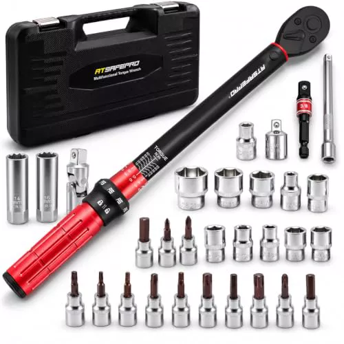 ATsafepro Juego Llave Dinamométrica 3/8" 31 Piezas, 5-60 Nm