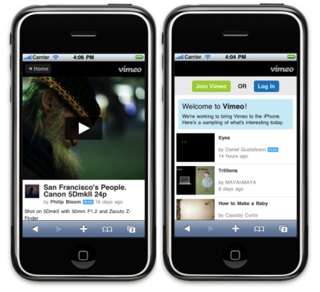 Vimeo se actualiza y ofrece soporte para el iPhone e iPod touch