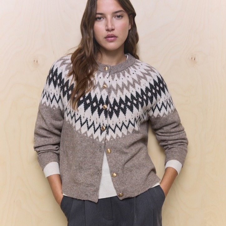 Easy Wear - Chaqueta de mujer de punto con cenefa de jacquard.