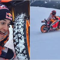Marc Márquez no se separa de su Honda RC213V ni en invierno, ¡y se va con ella a la nieve!