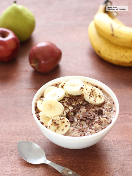Quinoa con chocolate amargo y fruta. Receta