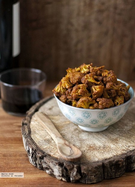 Coliflor con cúrcuma. Receta vegetariana de aperitivo