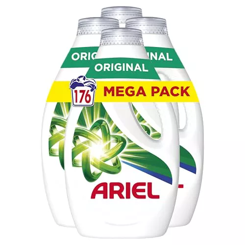 Ariel Detergente Lavadora Liquido 176 Lavados (4x36 + 8), Original, 