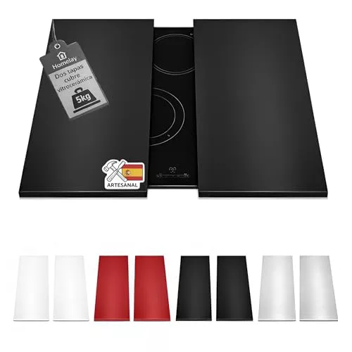 HOMELAY Tapa para vitrocerámica. Tapa cocina inducción (No GAS). 55 x 33 x 2,5 cm. Muy resistente. Hecho en España. Protector de vitroceramica, cubrevitroceramicas (2, Negro)