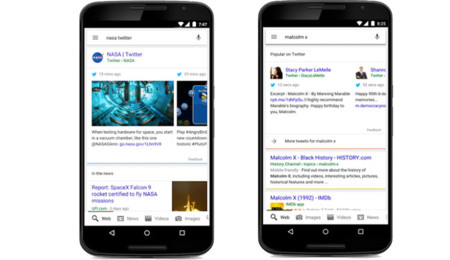 Google incluirá tweets en los resultados de las búsquedas desde dispositivos móviles
