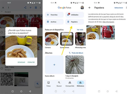 Google Fotos Papelera