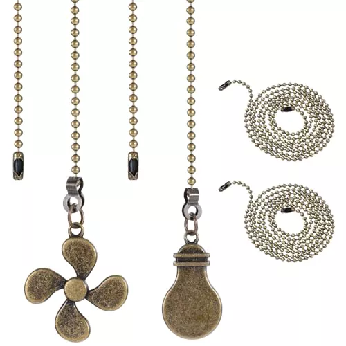 GEEHUA Pack de 2 Cadenas de Metal para Ventilador de Techo, 30 cm Extensión de Cadena para Tirar de Luz (Bronce)