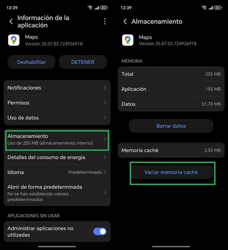 Borrar Memoria Cache Maps
