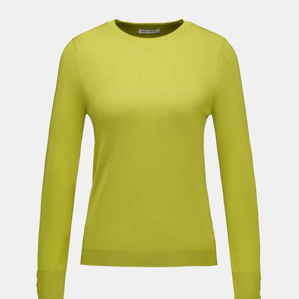 Easy Wear - Jersey de mujer detalle botón puño cuello redondo.