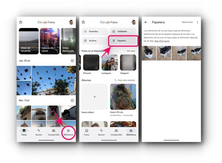 Googleフォトがゴミ箱から画像を復元