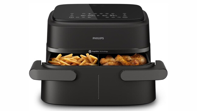 Comfy Nest, Friteuse à air double panier 11L, Air Fryer, cuisson simultanée, écran tactile numérique, technologie Rapid Air, sécurité renforcée, facile à nettoyer - 5,5L, Noir