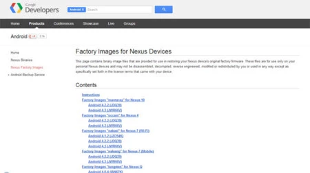 Imágenes de fábrica para los Nexus