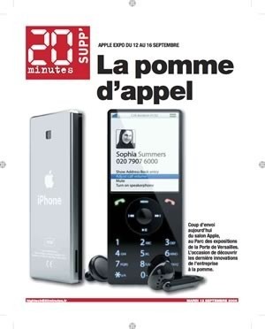 ¿El iPhone, en la edición francesa del periódico "20 minutos"?