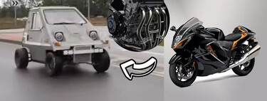 Alguien ha metido el motor de una Suzuki Hayabusa a un microcoche eléctrico. Y casi no puede mantenerlo en línea recta