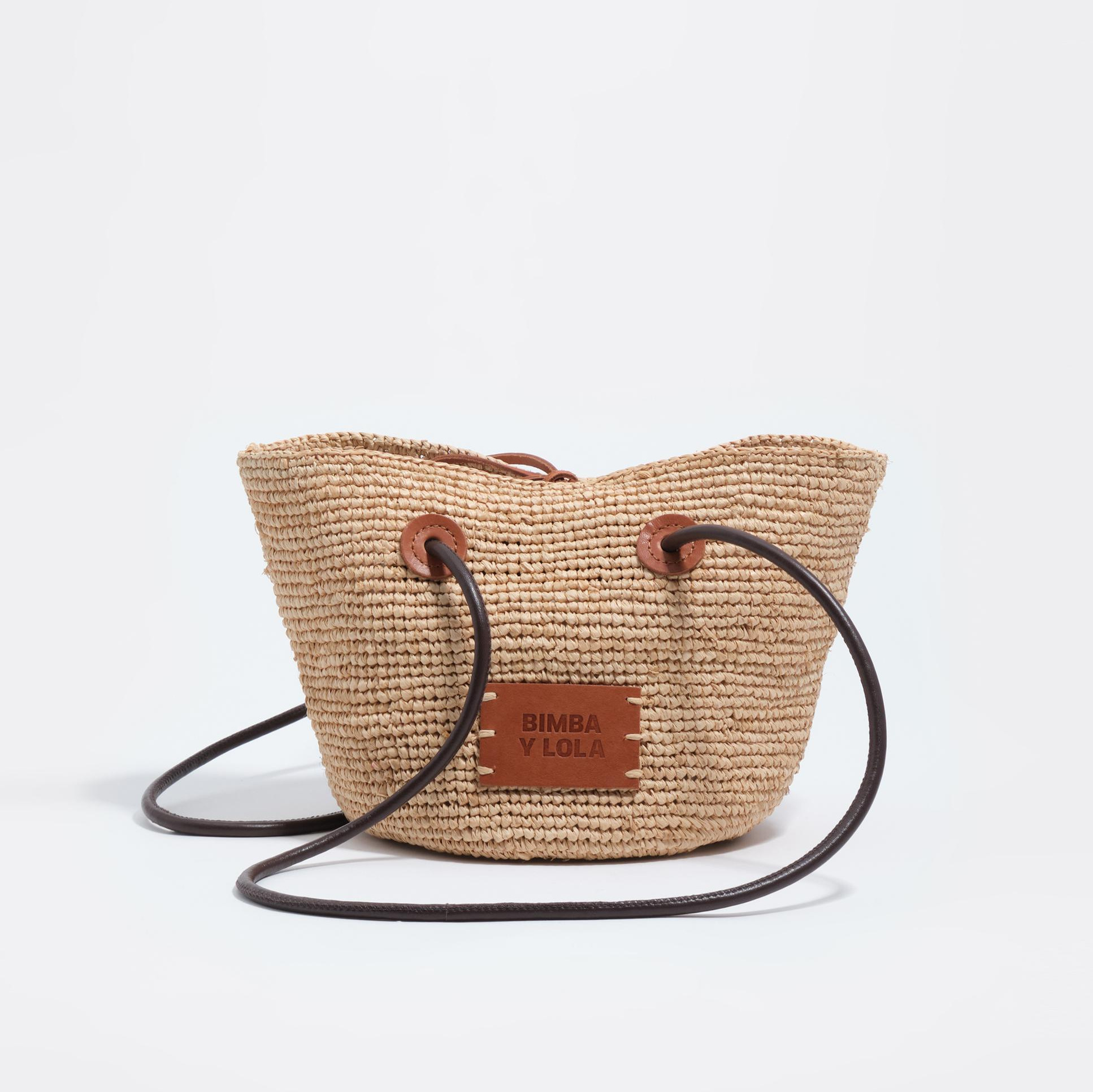 Bolso capazo mediano de rafia natural Natural Bimba y Lola