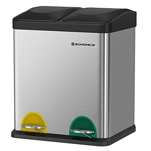 SONGMICS Cubo de Basura de Cocina, 2 x 15 L
