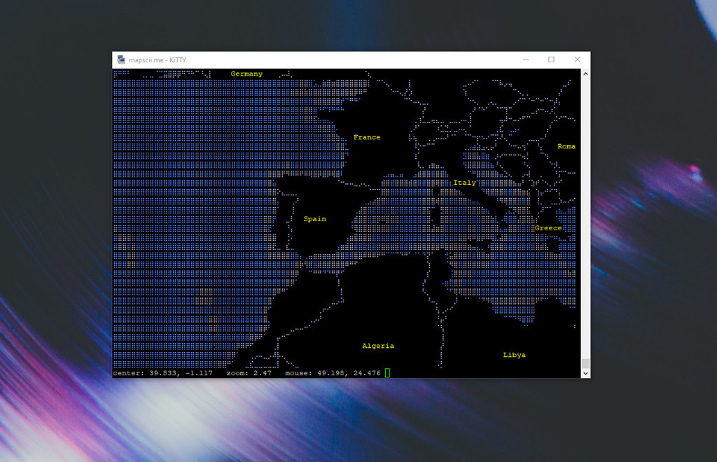 MapSCII: un mapa interactivo de todo el mundo en tu terminal de Windows, Linux o macOS